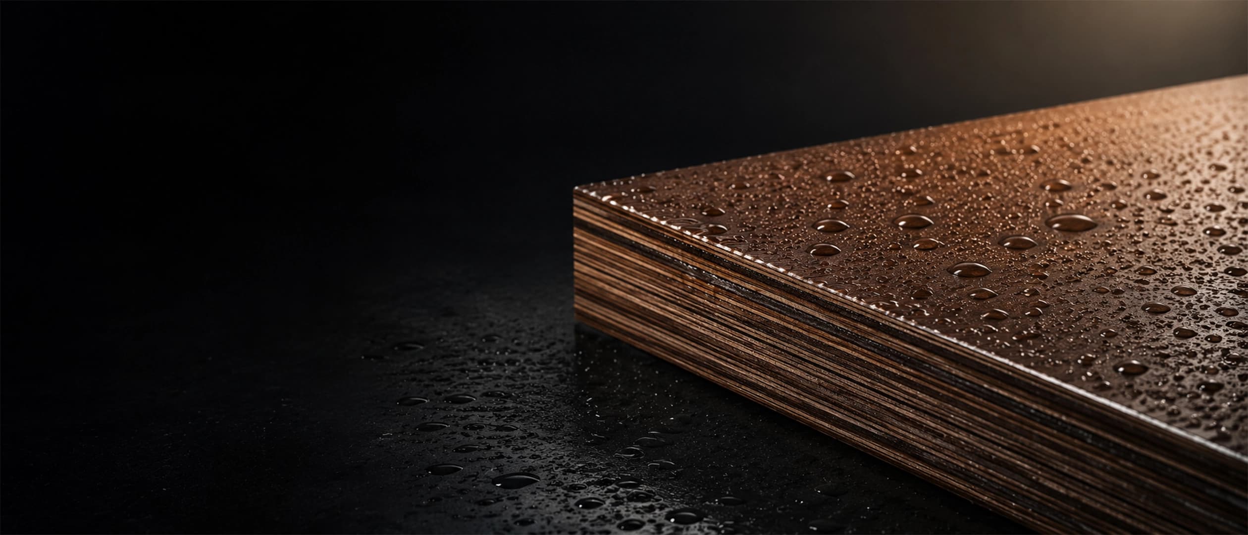 Water beading on a boiling-water-proof plywood panel